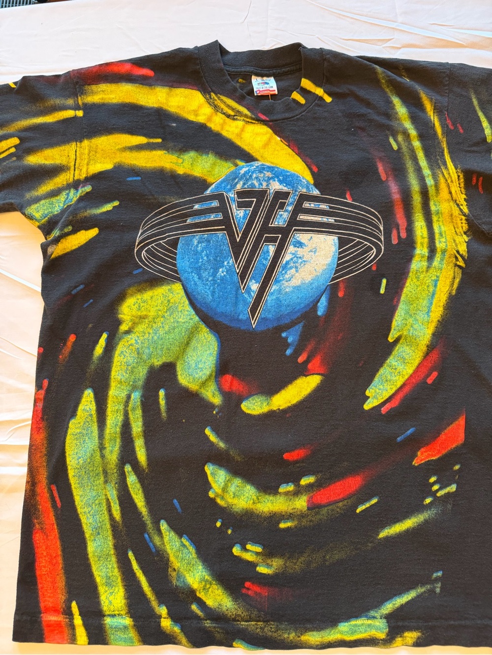 Fruit of the Loom Black Tee with Red, Blue & Green Label